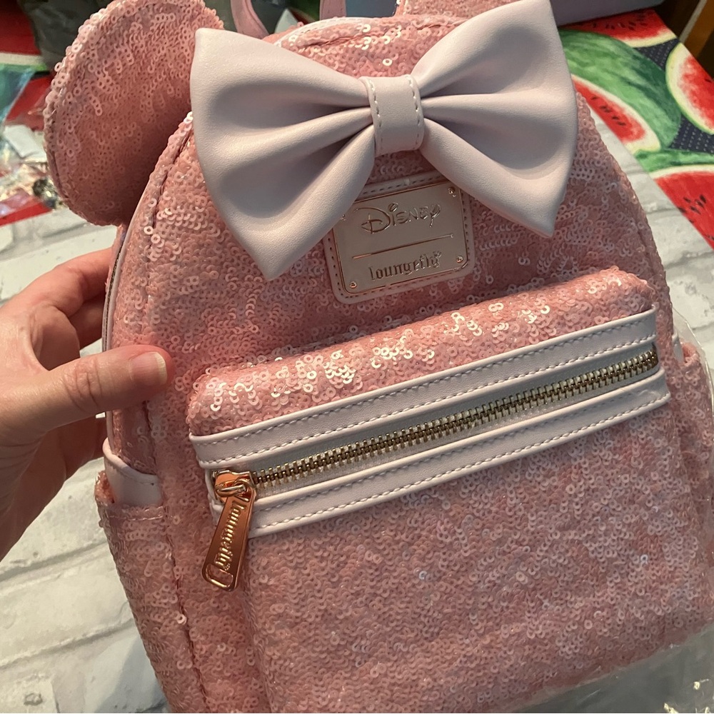 NWT Rare/Exclusive Disney Loungefly Cotton Candy Pink Sequin Backpack
